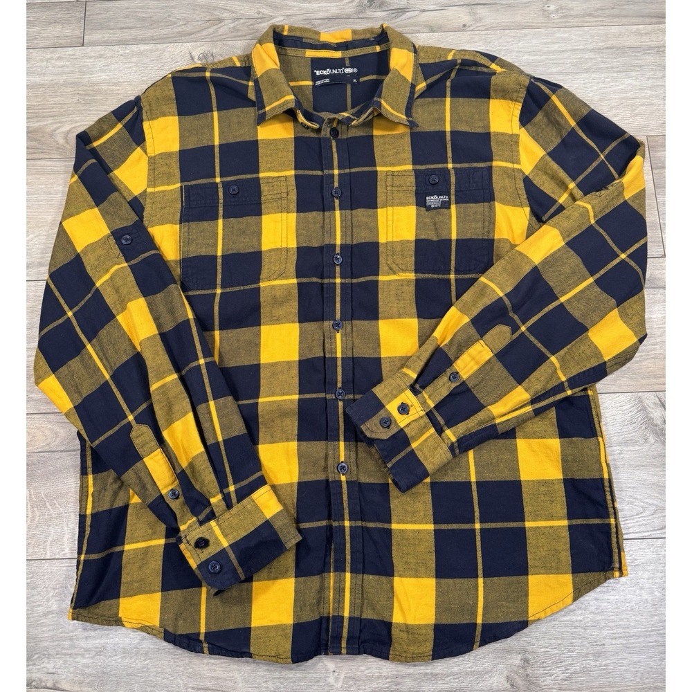Ecko Unlimited Vintage Men's XL Plaid Button-Up Shirt w/ Pocket  Sleeve Button